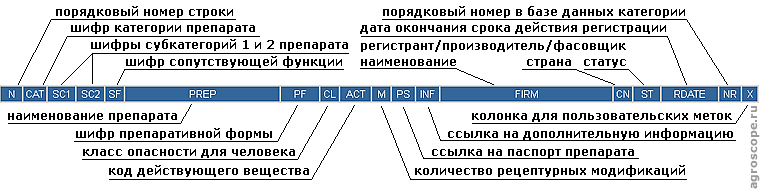 структура таблицы базы данных